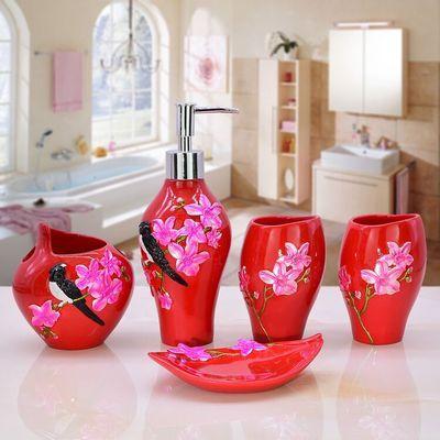 Cup Brush Bathroom Set Luxurious Fashion Resin Five Pieces Holder Bath Gel Bottle Soap Box Toothbrush Holder Mouth Appliances