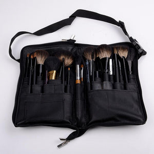 Black 32 Pockets Makeup Brush Holder Case Bag Zipper Artist Belt Strap Cosmetic Brush Makeup Brushes PU Holder Apron Bags
