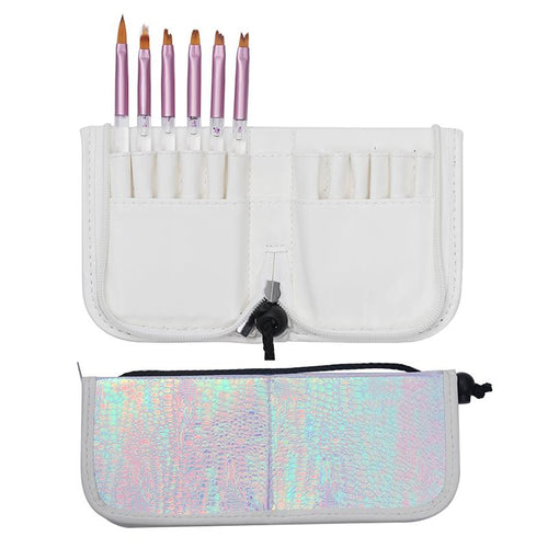 1 PC Mermaid Fish Scale Nail Brush Holder Storage Case Bag Cosmetic Pen Organizer Makeup Manicure Nail Art Tool Accessory