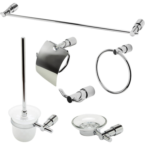 ALFI brand AB9508 Brushed Nickel/Polished Chrome 6 Piece Matching Bathroom Accessory Set