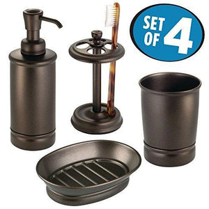 4-Piece Bathroom Vanity Stainless Steel and Chome Bath Accessories - Soap Dispenser, Toothbrush holder, Tumbler, Soap Dish