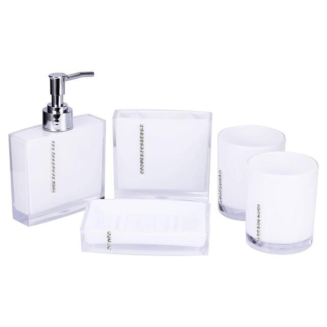 5Pcs/Set Bathroom Suit Accessories Include Bath Cup Bottle Toothbrush Holder Soap Dish Bath Accessories